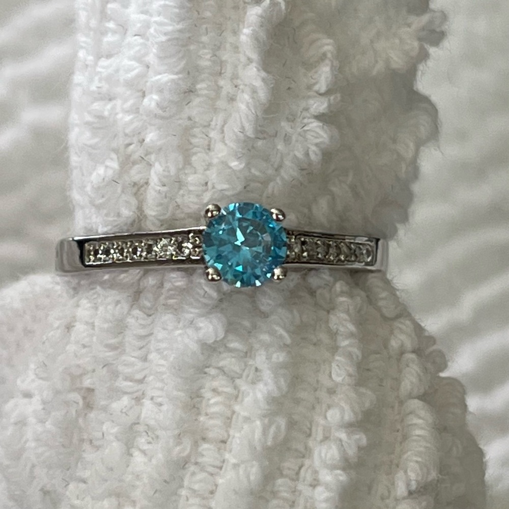 Blue and White Topaz Gemstone Ring